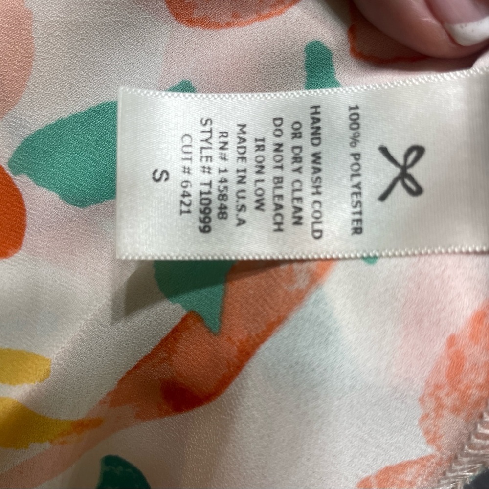 EUC Everly Womens Racerback Floral Dress Tank Size Small Peach Green on White - Picture 9 of 9
